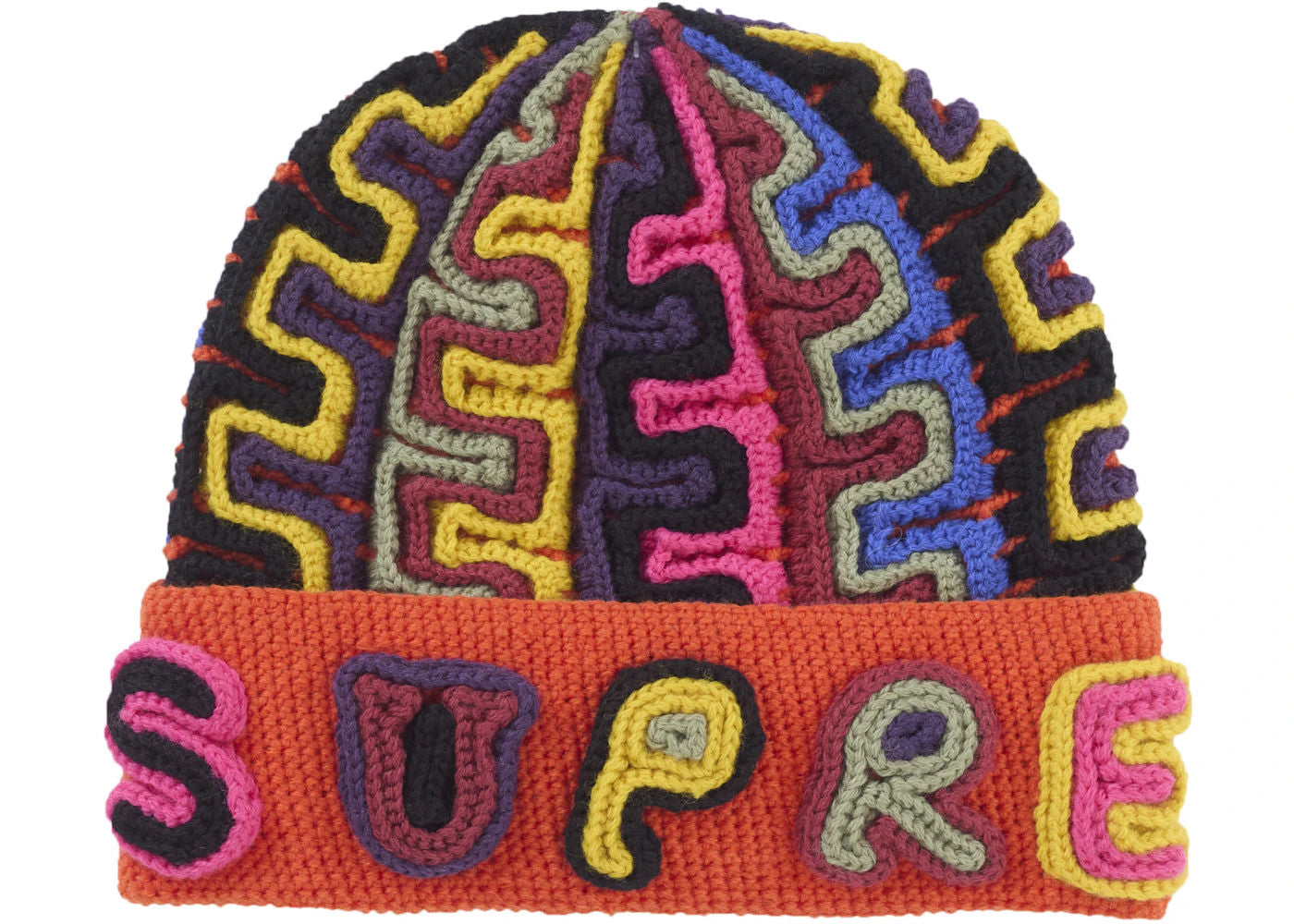 Supreme Yarn Applique Beanie Dark Orange - Used/Worn