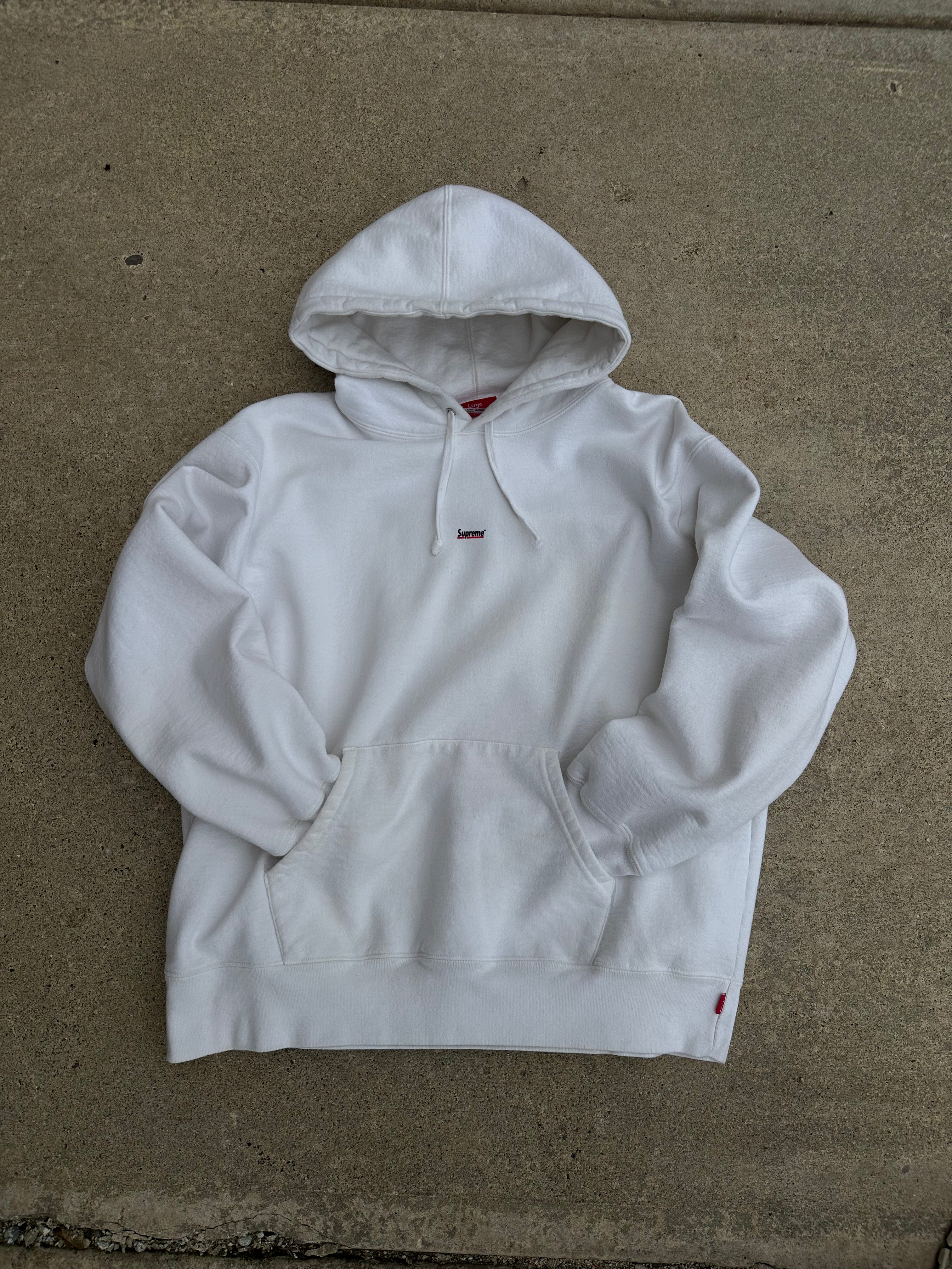 Supreme Underline Hooded Sweatshirt White - Used/Worn