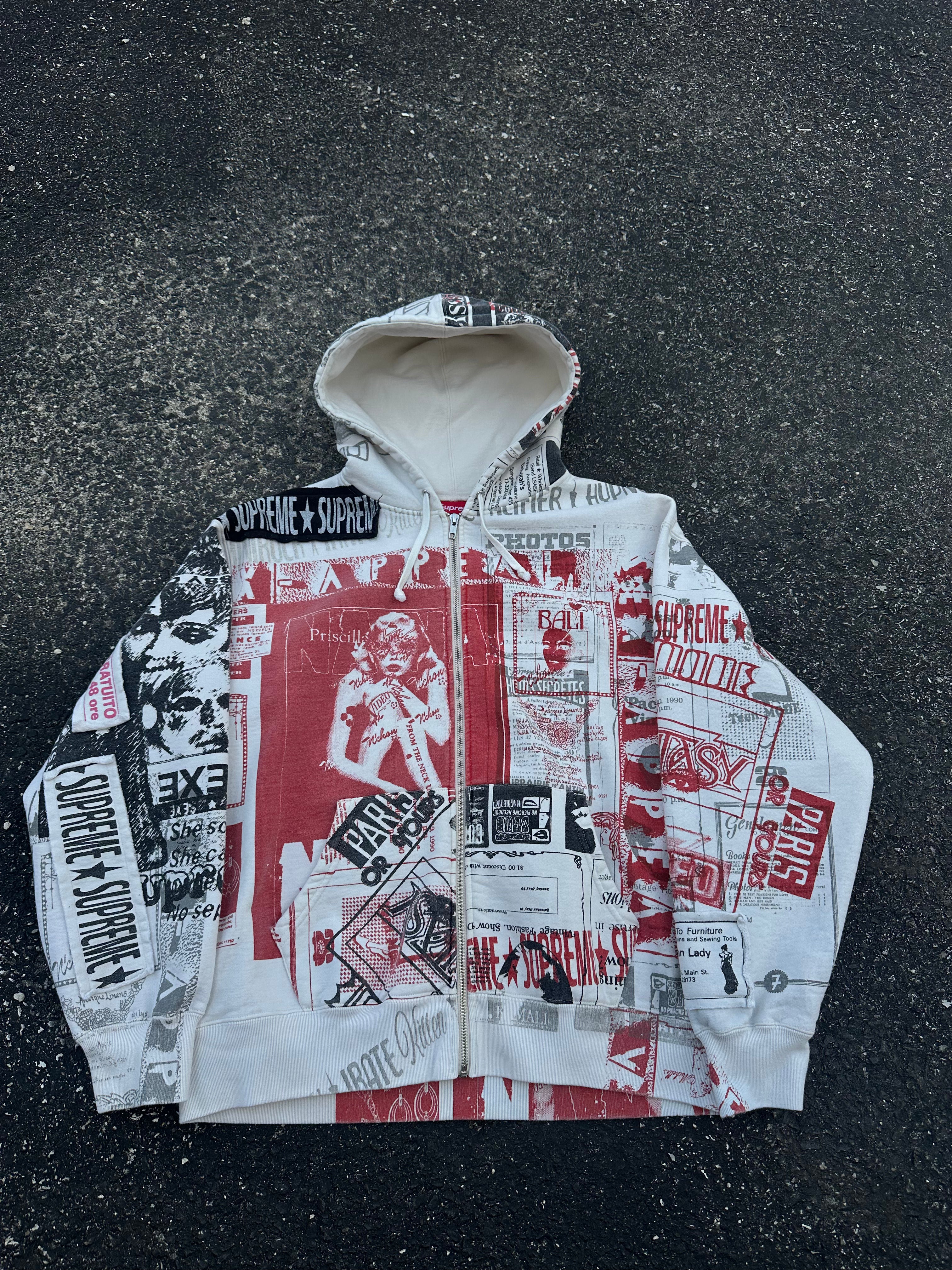Supreme Collage Zip Up Hooded Sweatshirt 'White'
