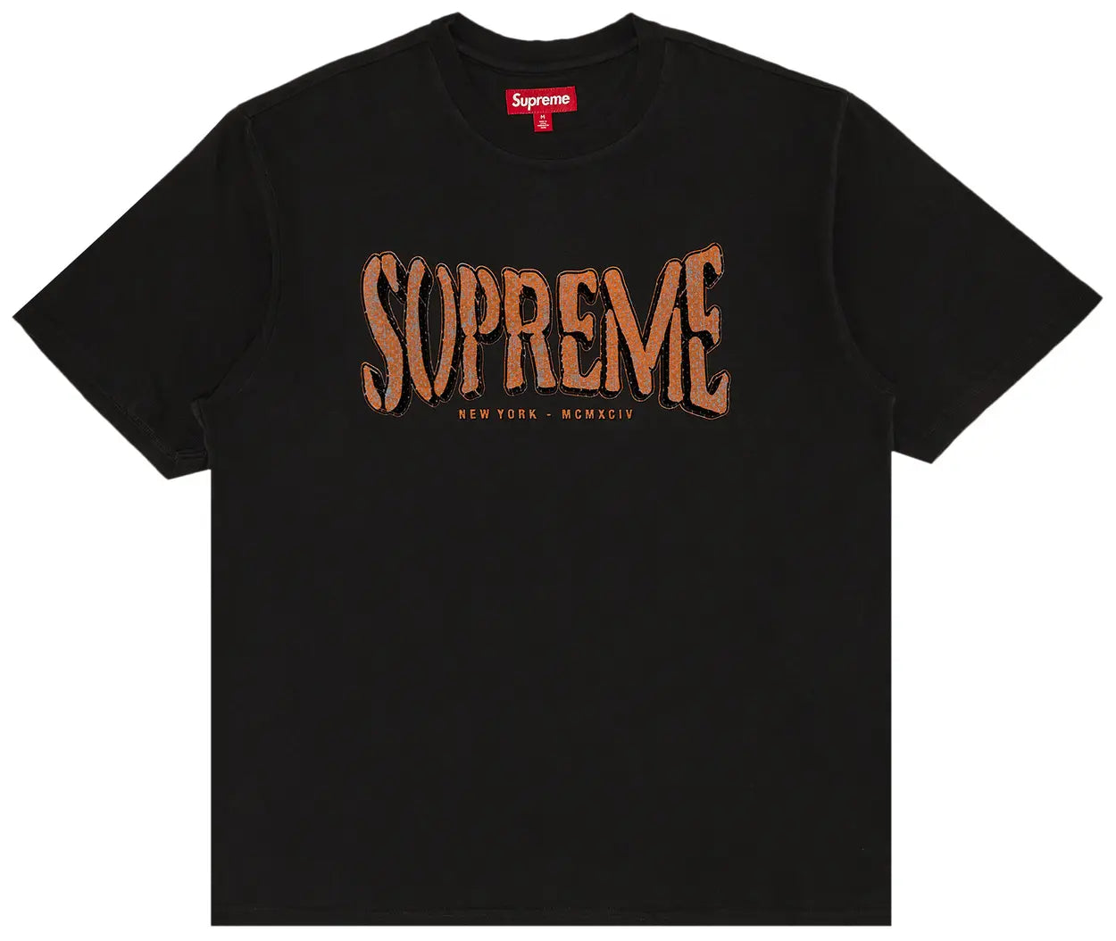 Supreme Flocked Washed Short-Sleeve Top 'Black'