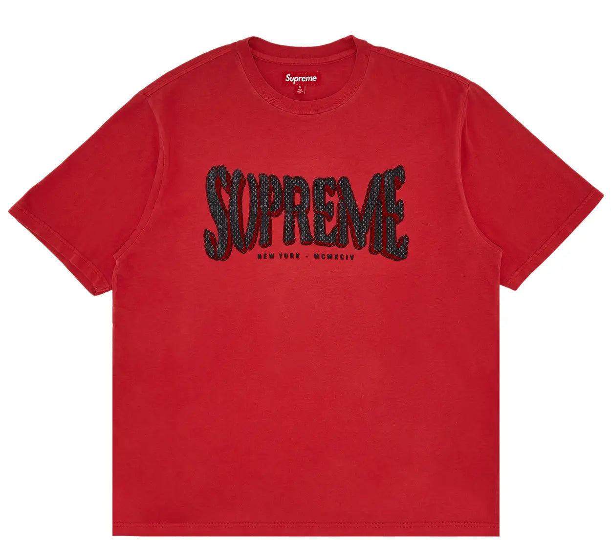 Supreme Flocked Washed Short-Sleeve Top 'Red'