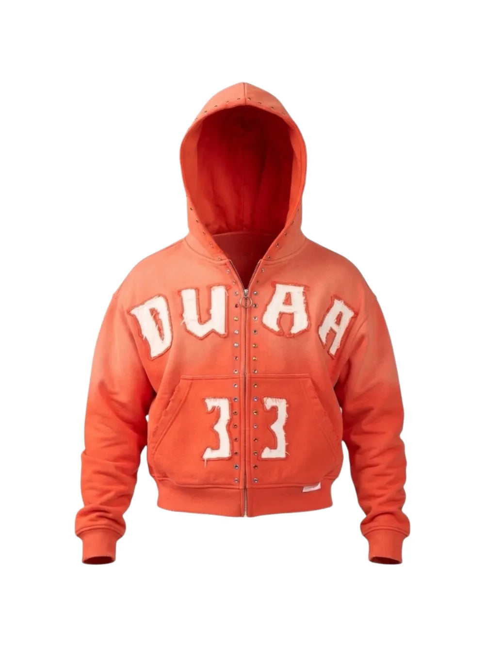 DUAA Distressed Crystal Hoodie Orange