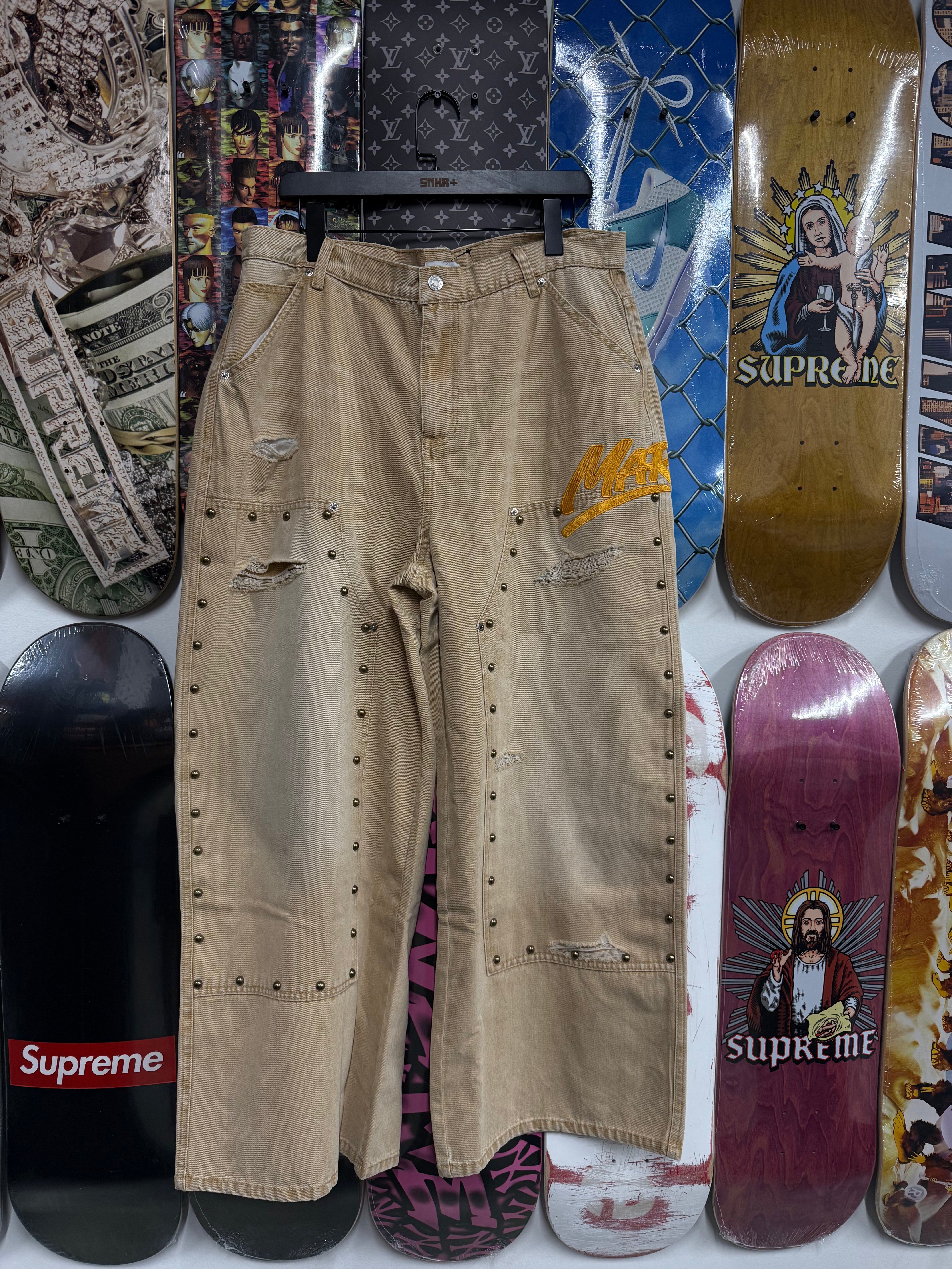 Daven Homme Studded Carpenter Pants Khaki