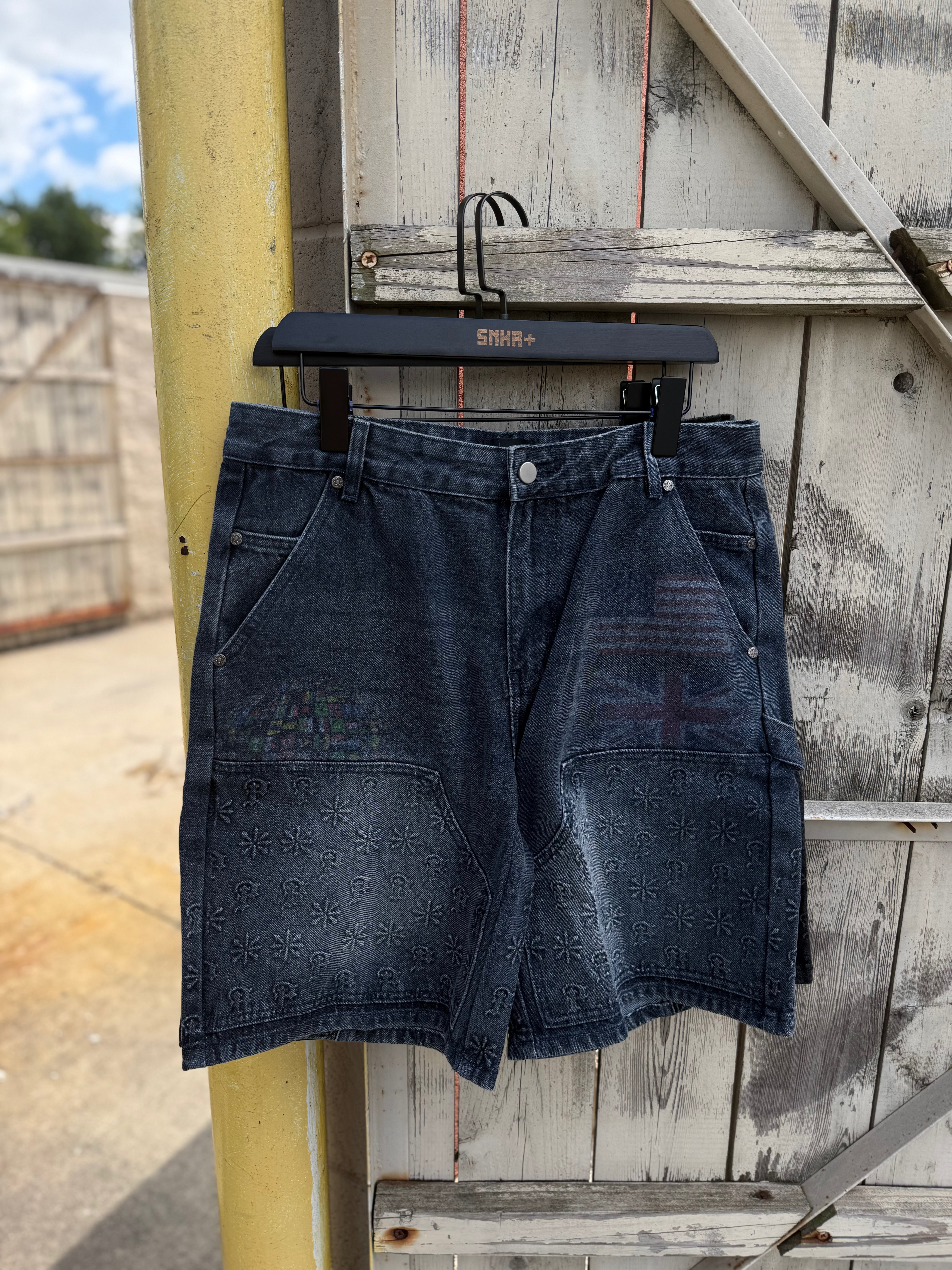 PRESTIGE "EMBOSSED" DENIM JORTS BLUE