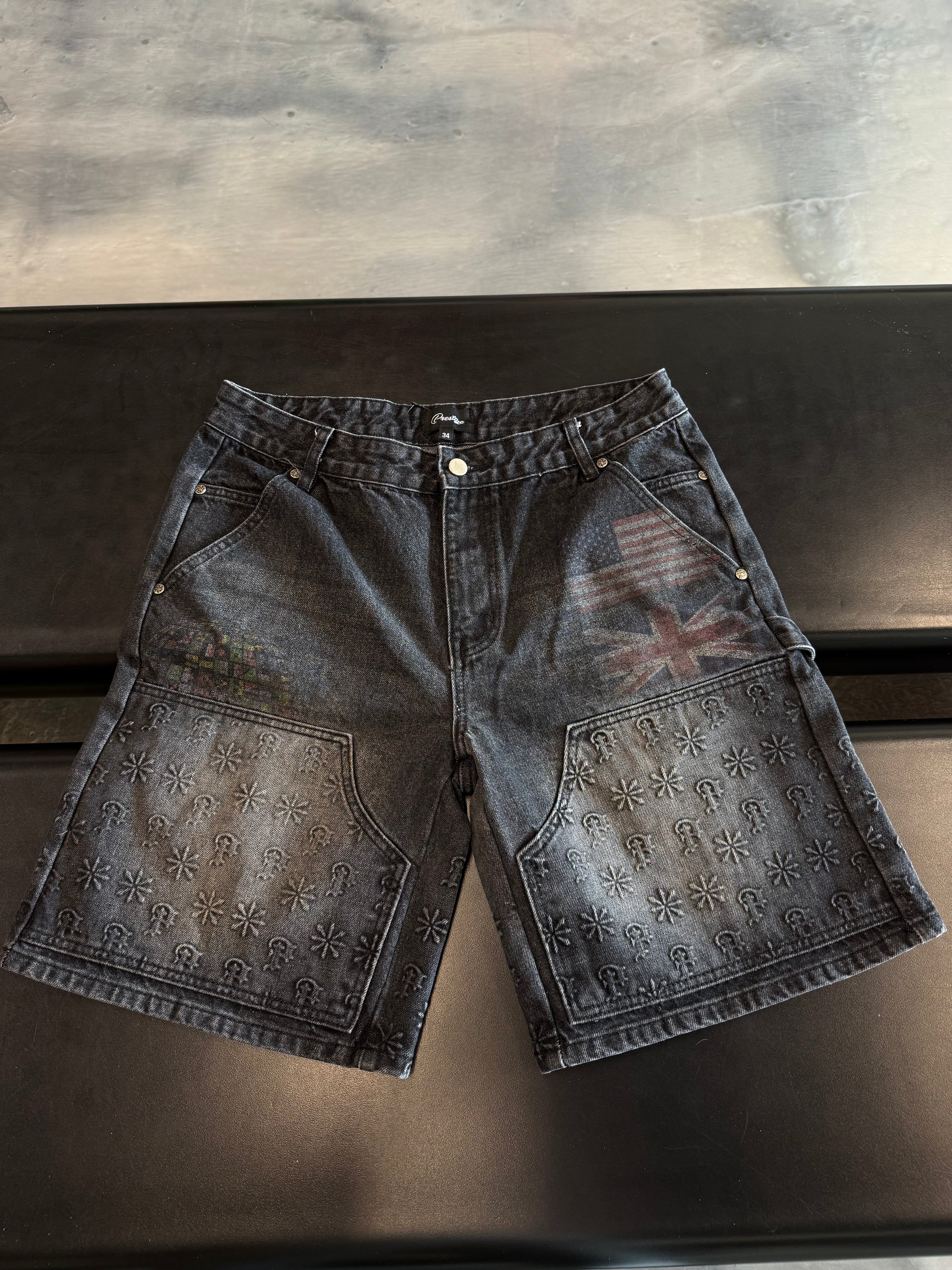 Prestige Embossed Denim Jean Shorts - Used/Worn