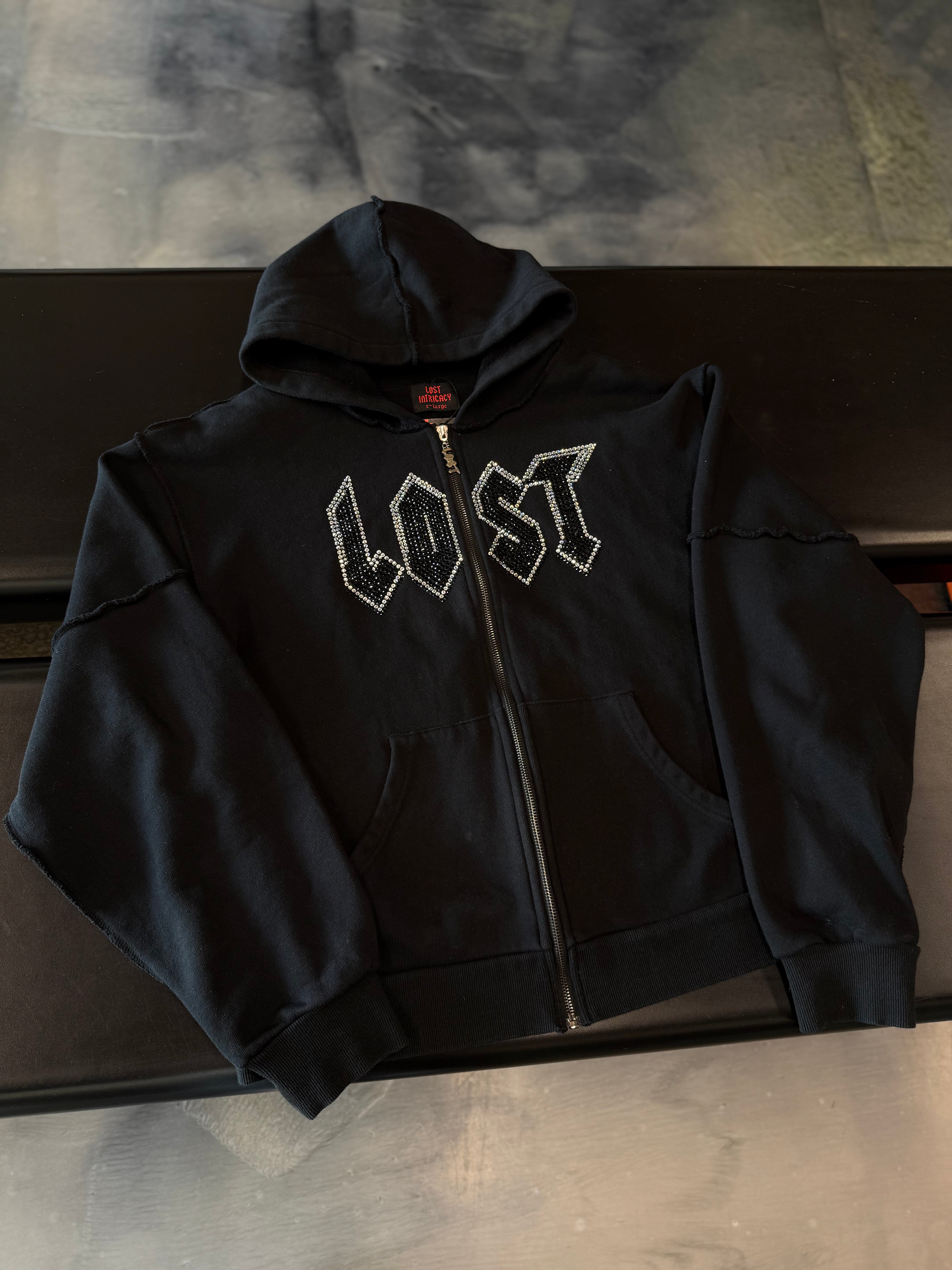 Lost Intricacy Rhinestone Zip-Up
