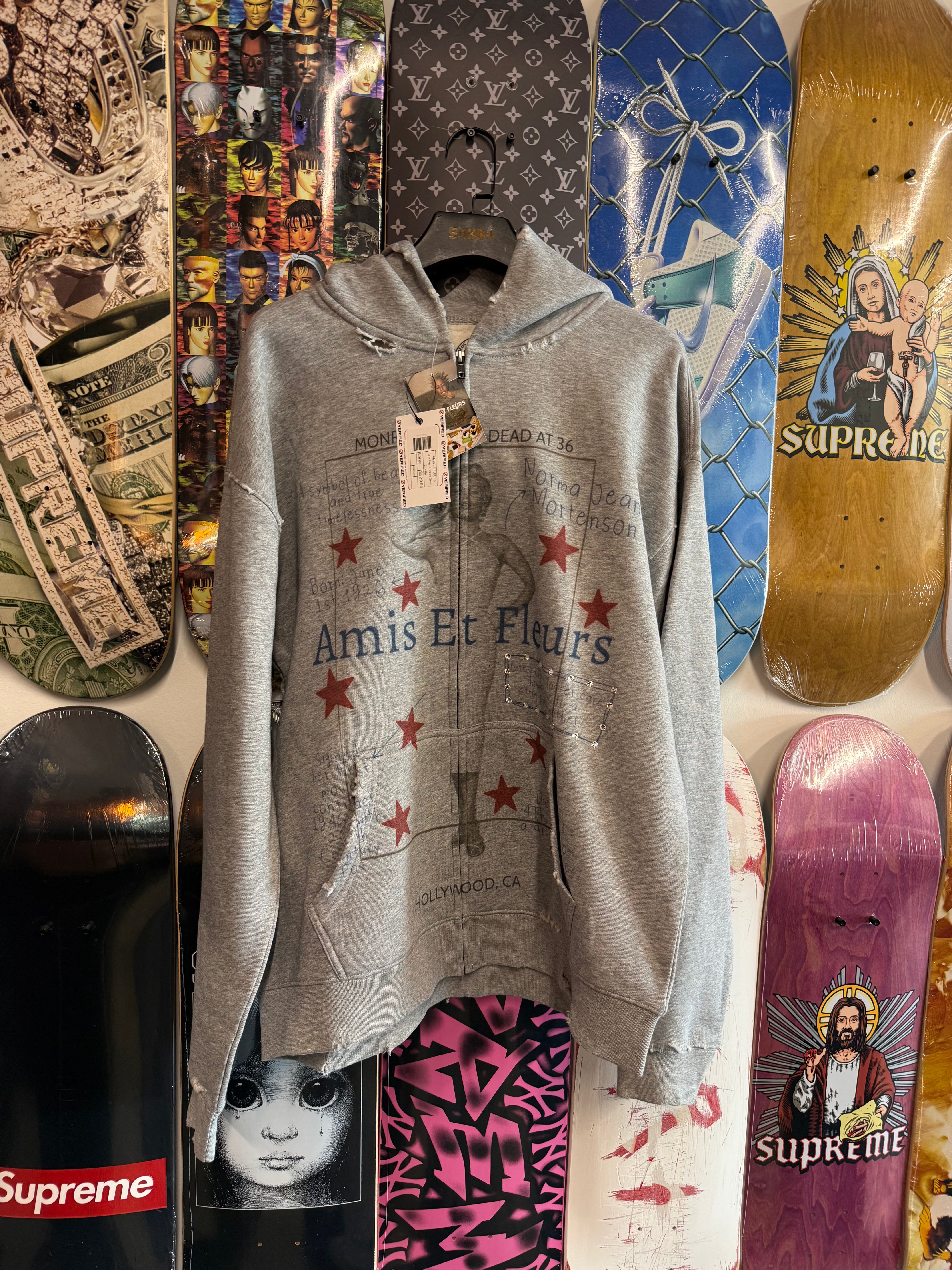 AMIS ET FLEURS Marilyn Monroe Grey Zip-Up