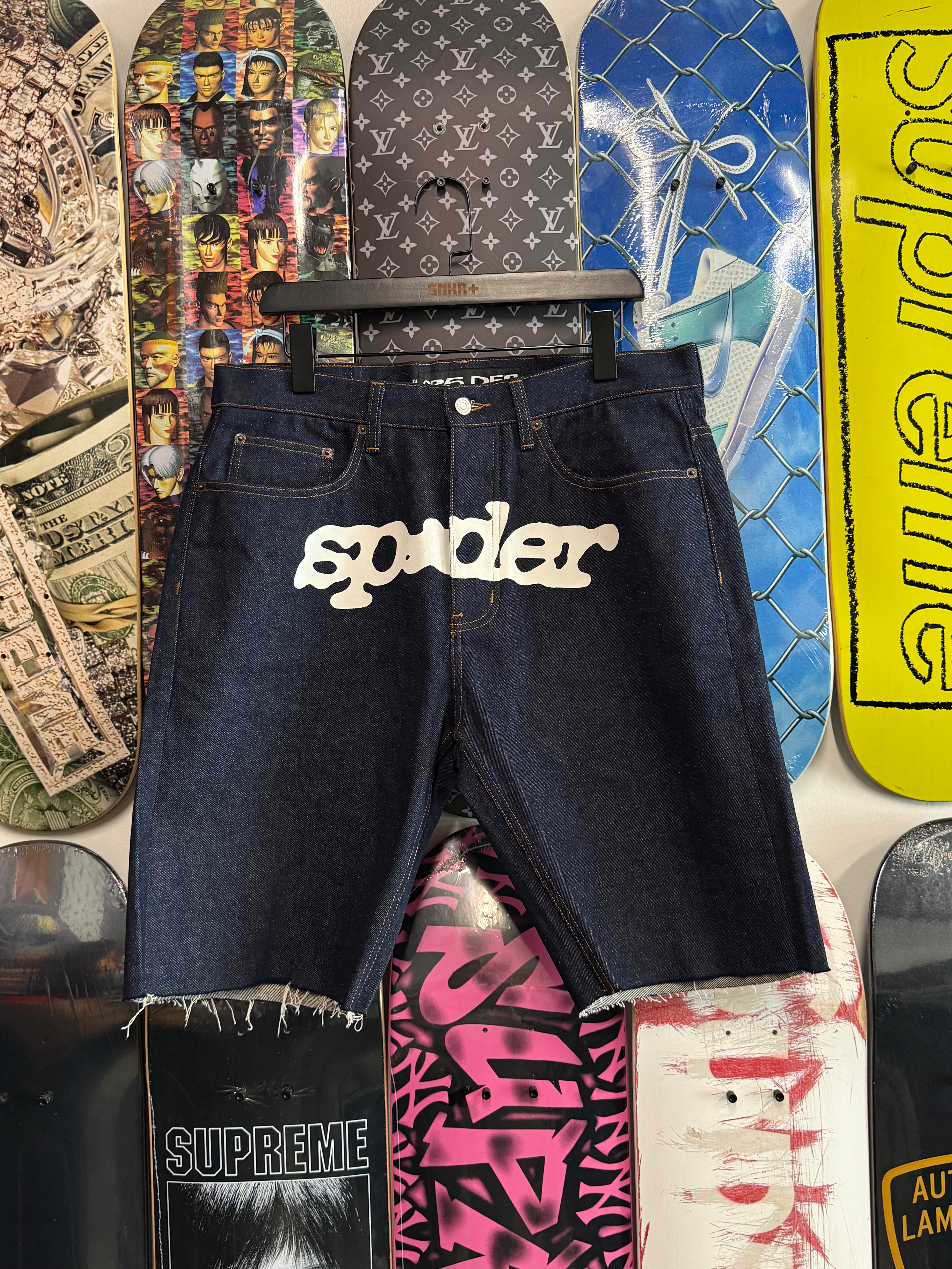 Sp5der V3 Logo Denim Short Indigo - Used/Worn