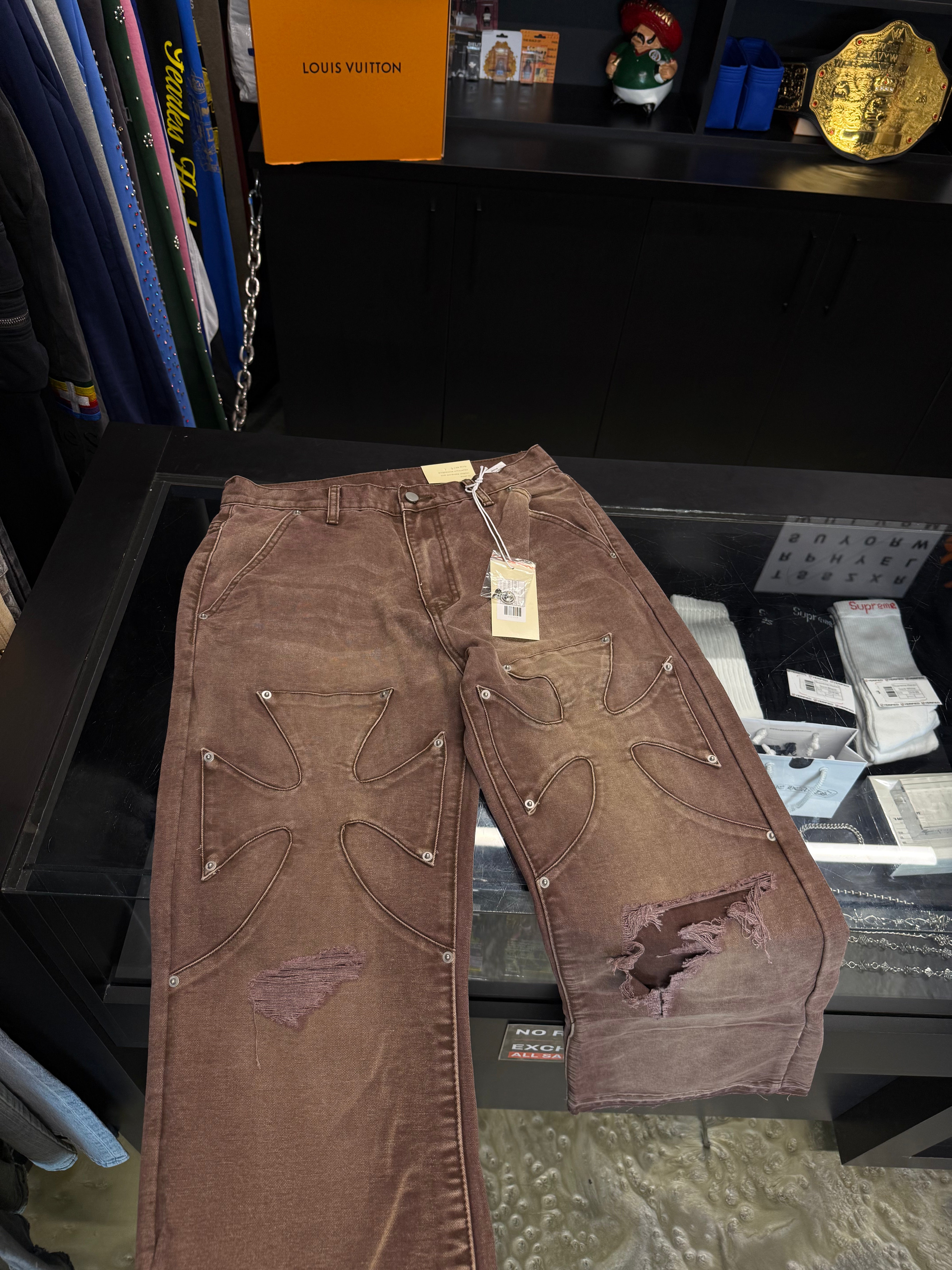 MNML DISTRESSED IRON CROSS DENIM