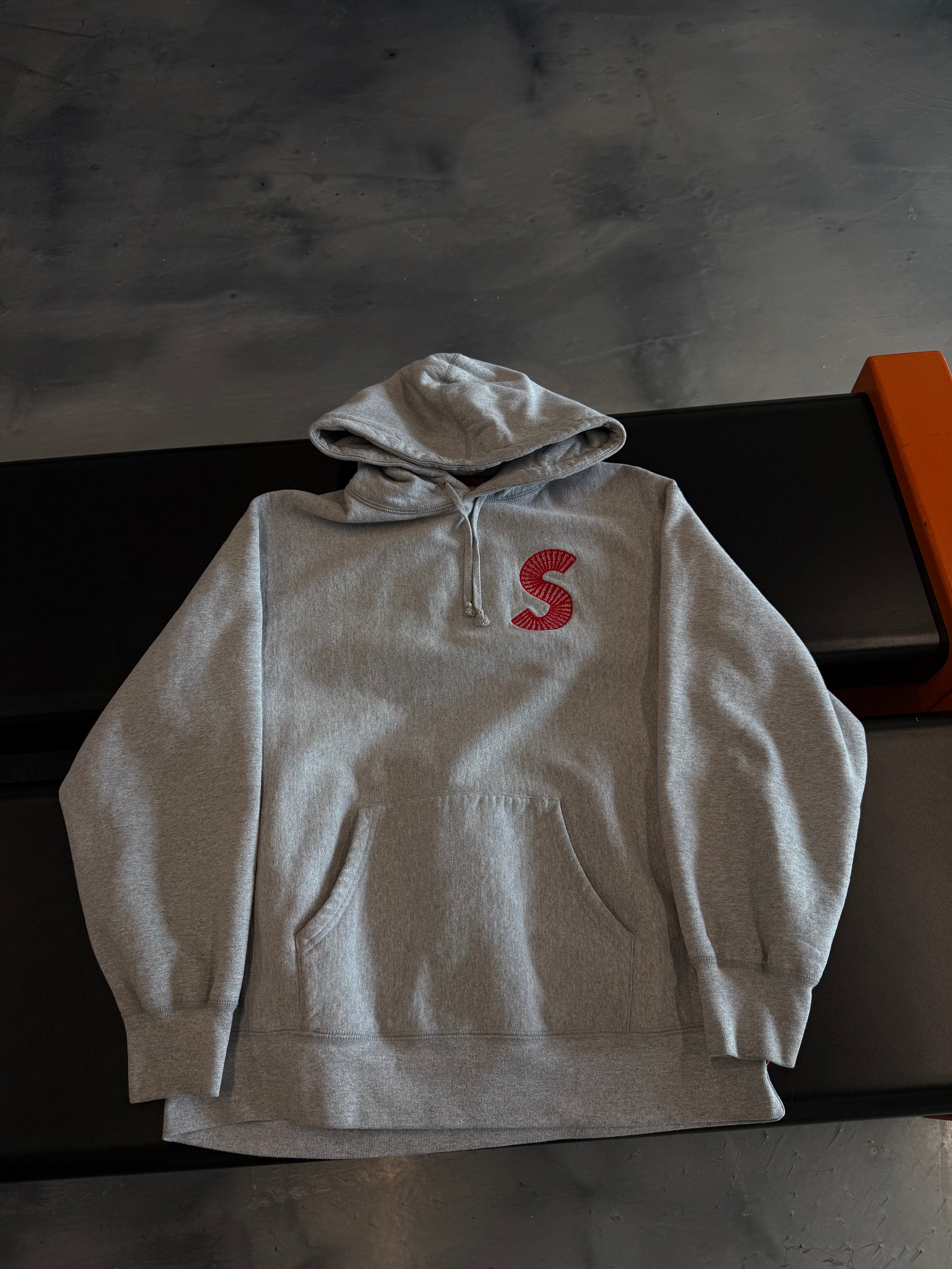Supreme S Logo Zip Up Hooded Sweatshirt (FW25) Heather Grey - Used/Worn