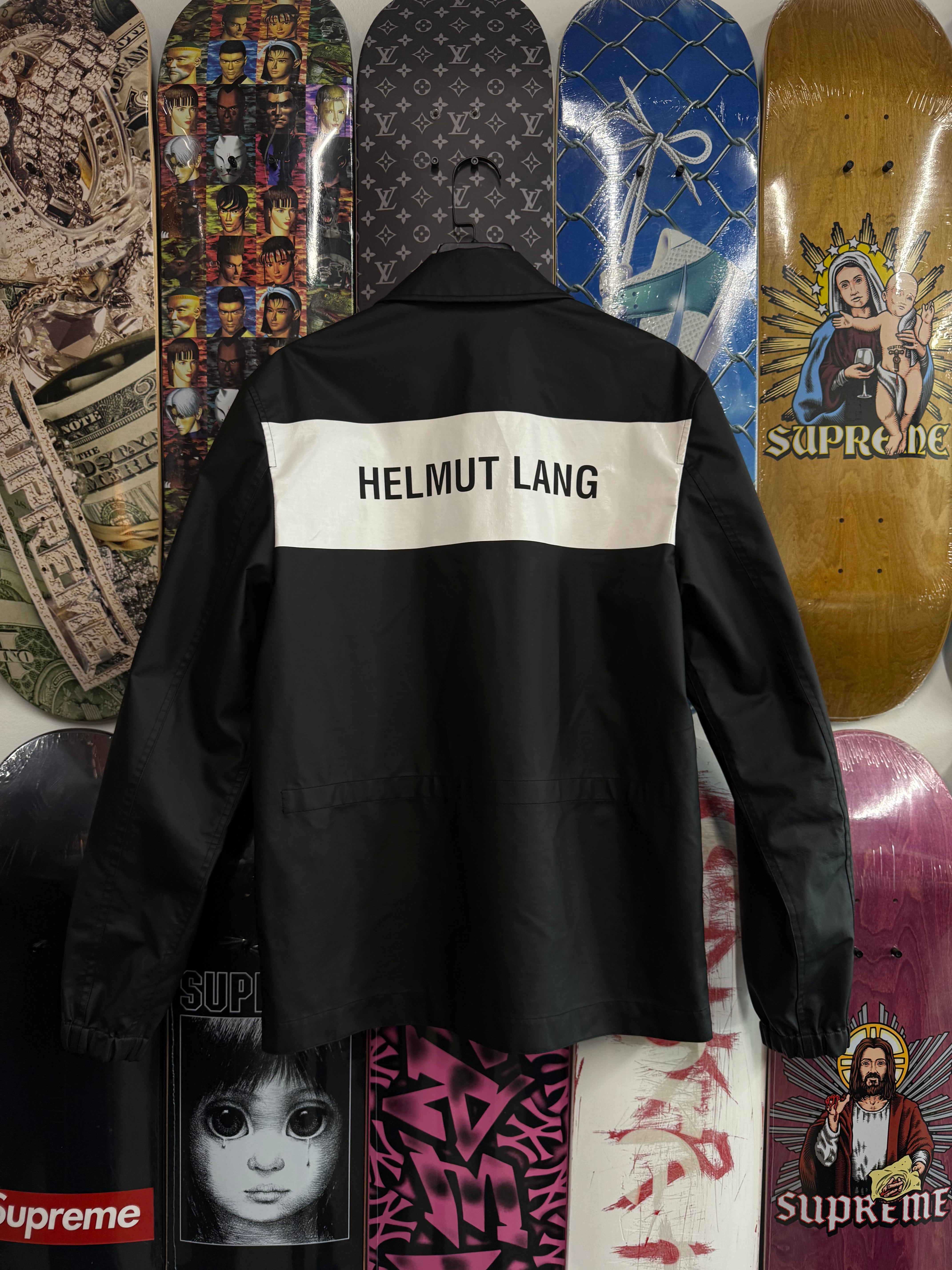Helmut Lang Men's Back Logo Stadium Jacket in Black - Used/Worn