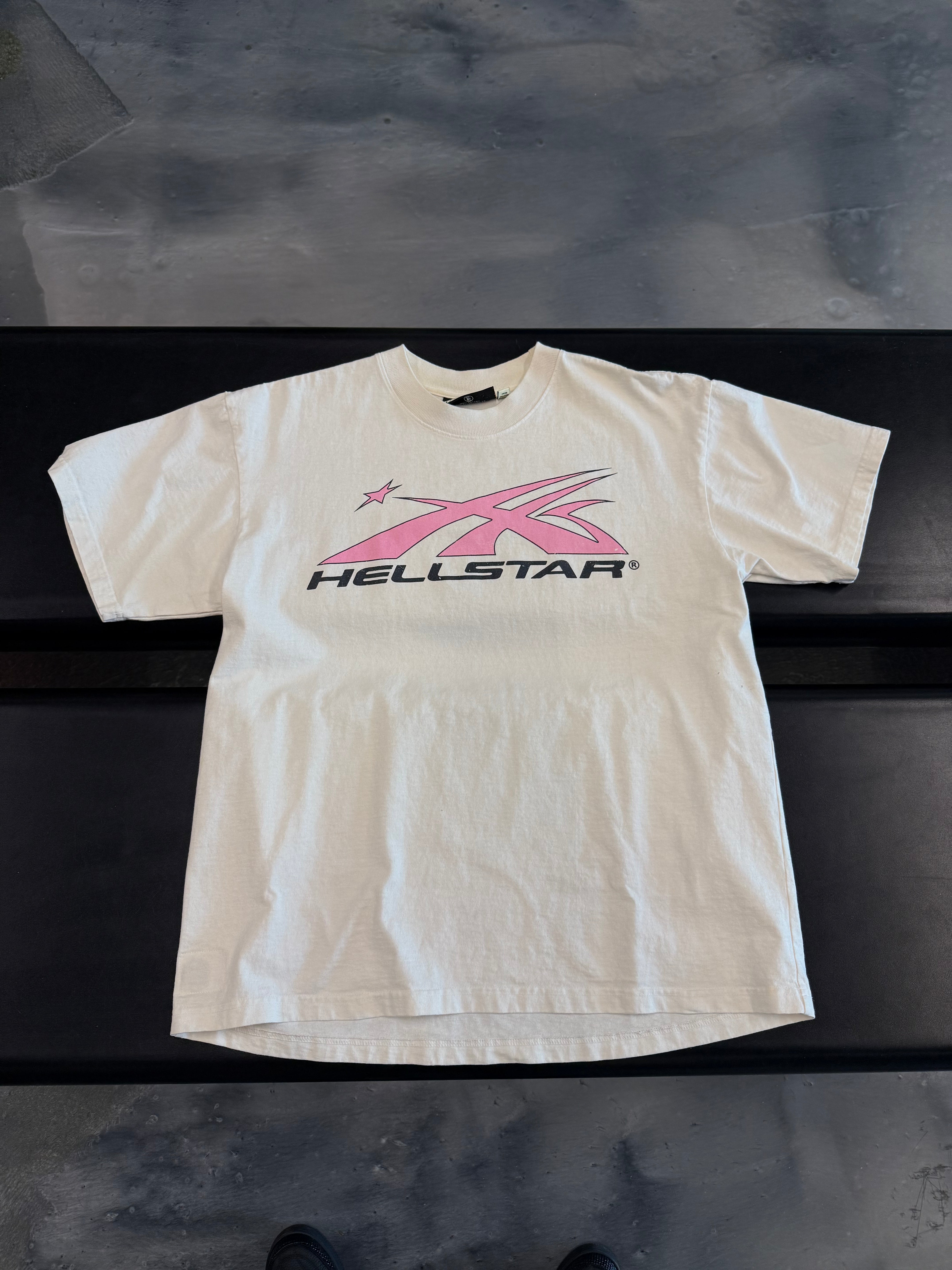 Hellstar Sport Logo T-Shirt 'White/Pink' - Used/Worn