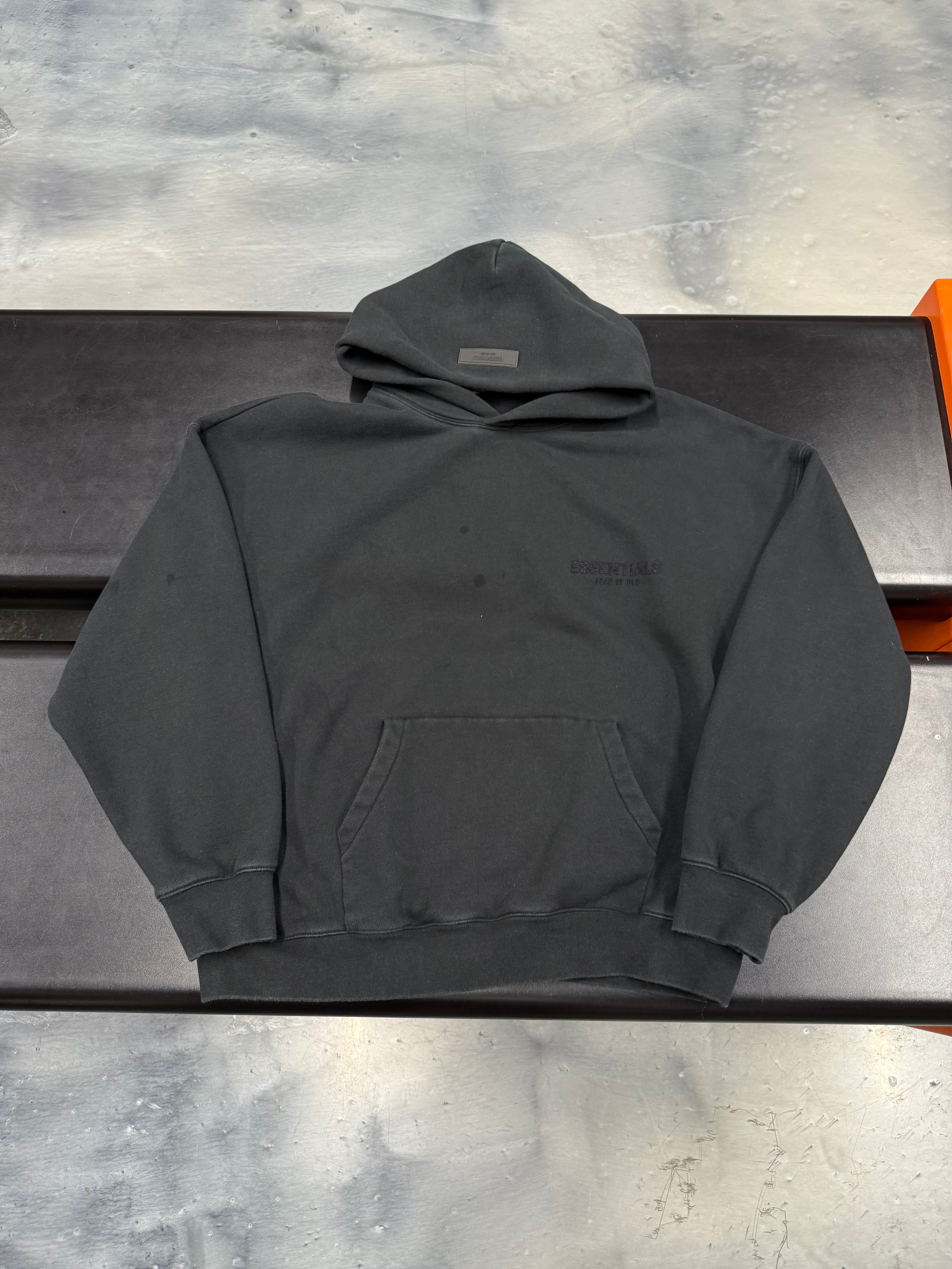 Fear of God Essentials Pullover Chest Logo Hoodie Stretch Limo/Black - Used/Worn