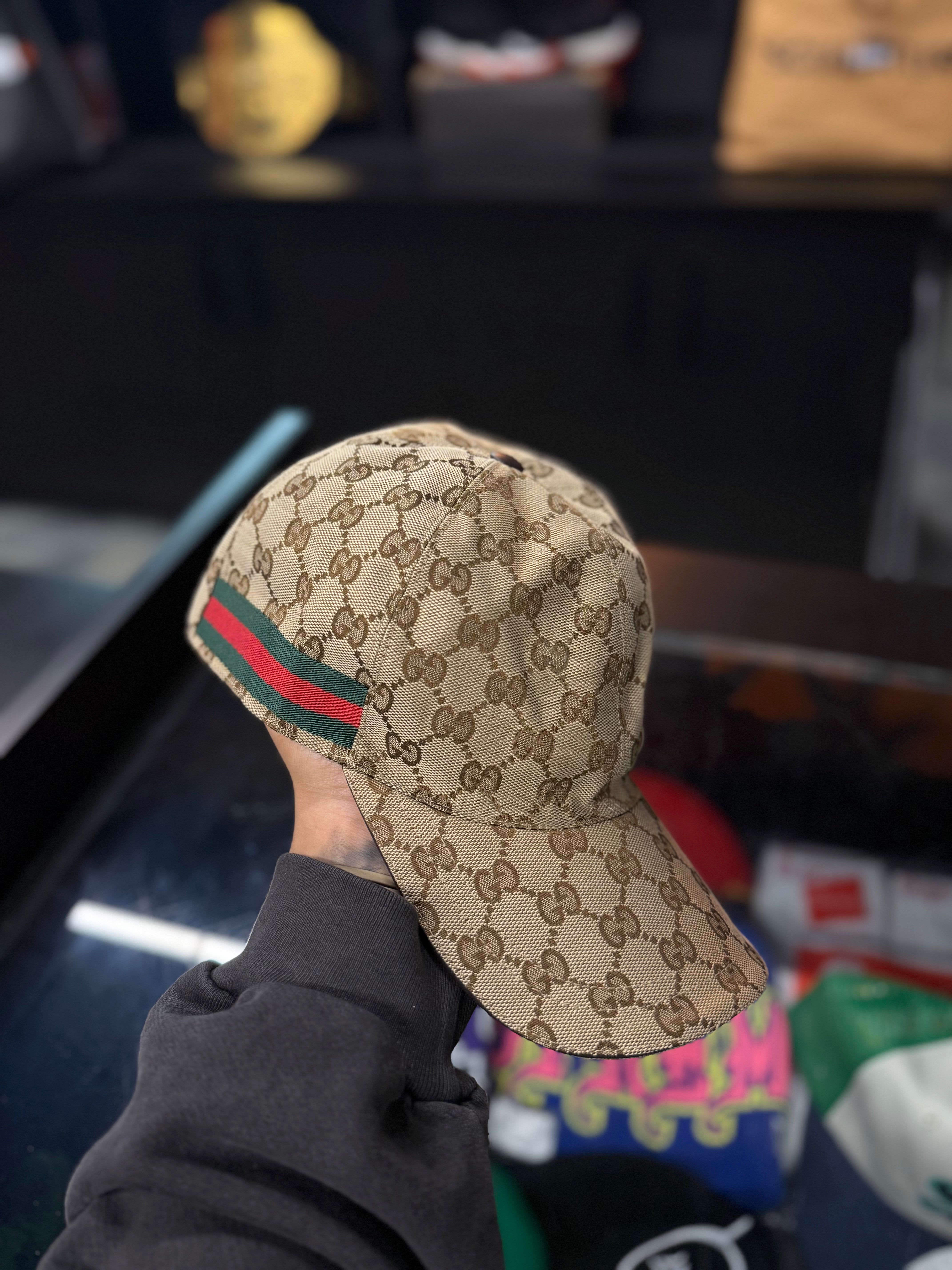 Gucci Original GG Canvas Baseball Hat with Web Beige/Brown