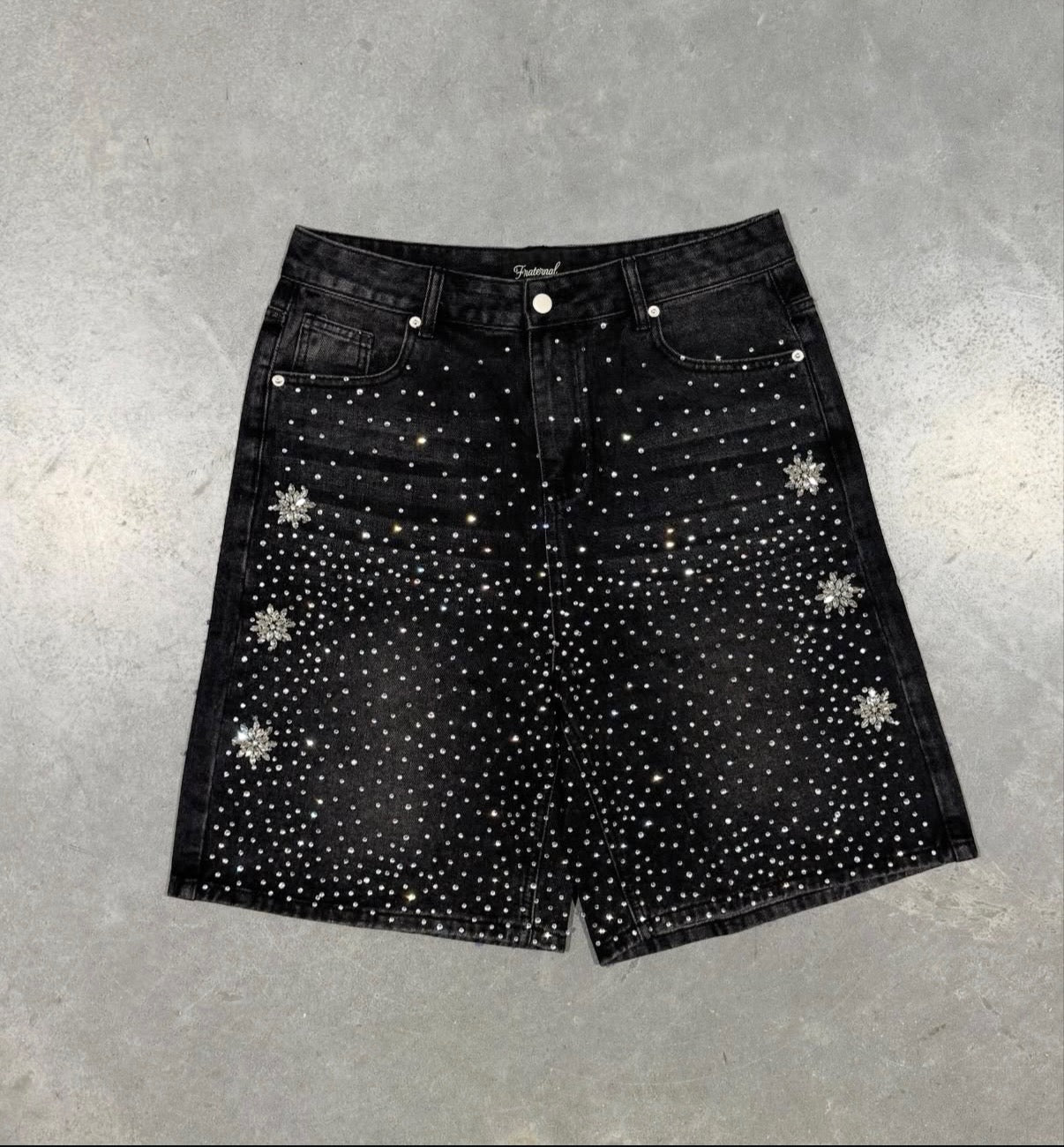 FRATERNAL WASHED BLACK ASTRO JORTS
