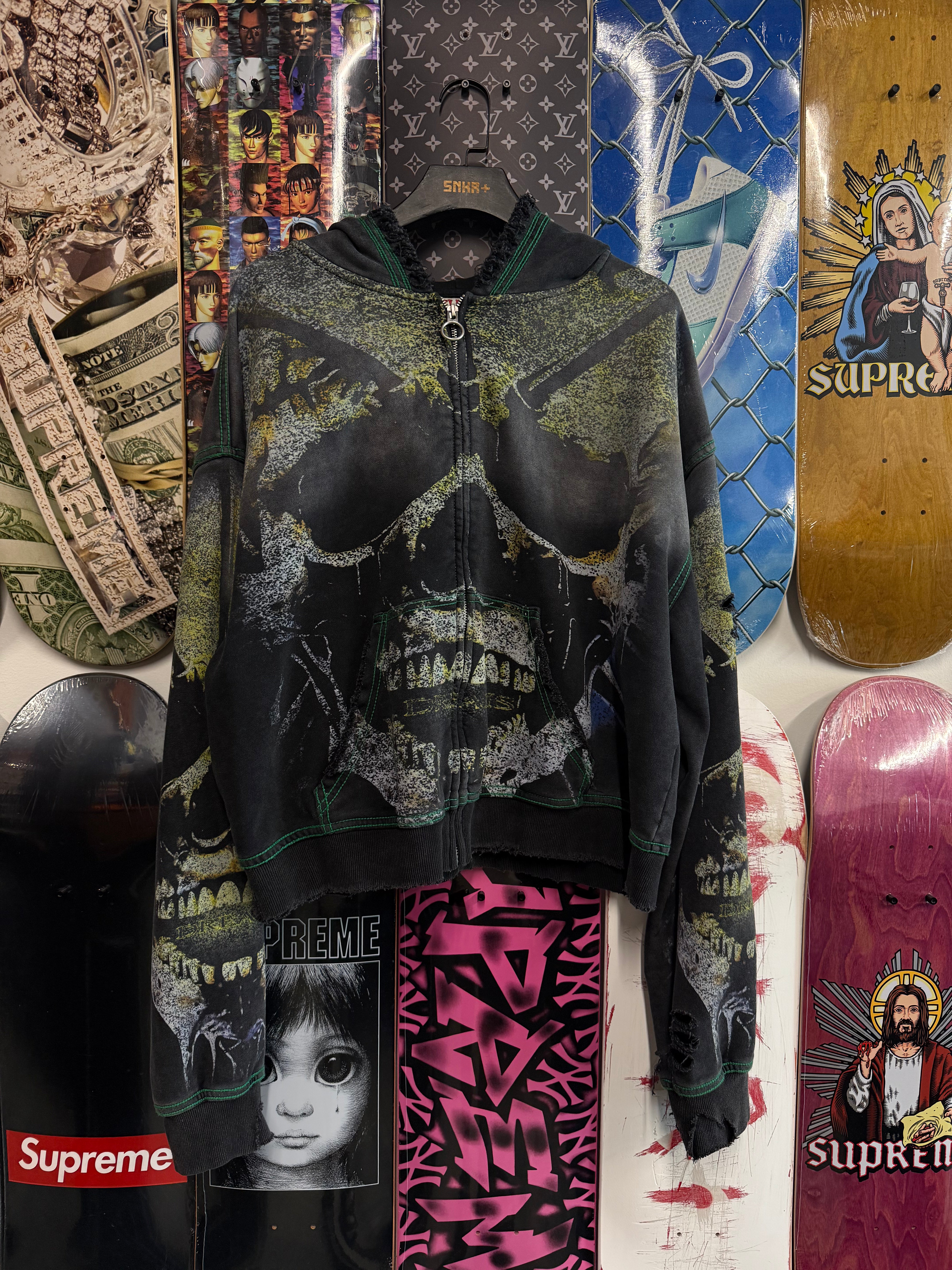 Vale Forever Grave Digger Zip Up Sweatshirt Black Green - Used/Worn