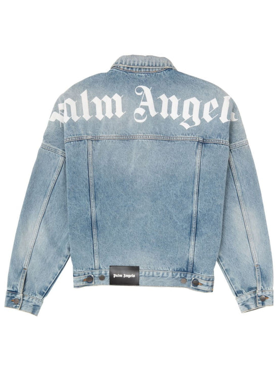 Palm Angels Logo Print Denim Trucker Jacket