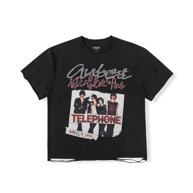 N'OUBLIE PAS BLACK TELEPHONE TEE