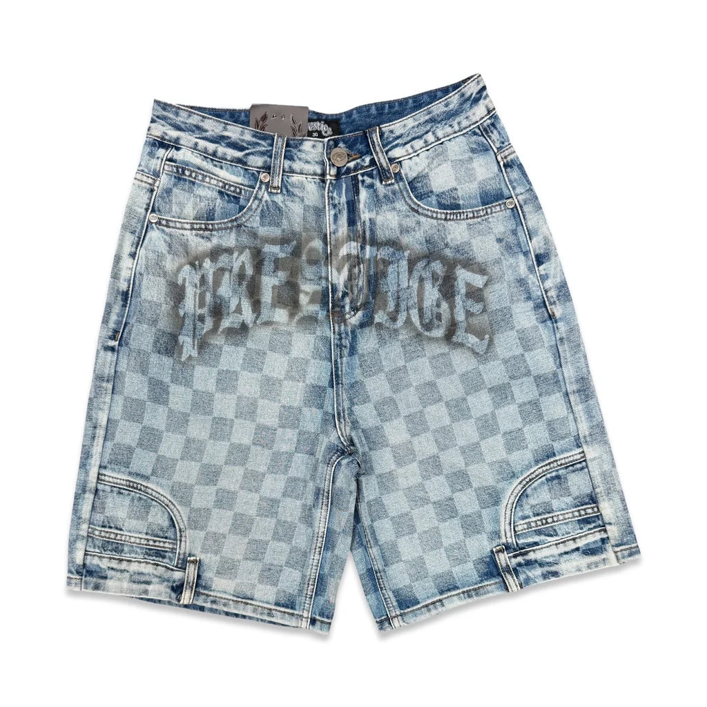 Prestige Checkerboard Denim Shorts