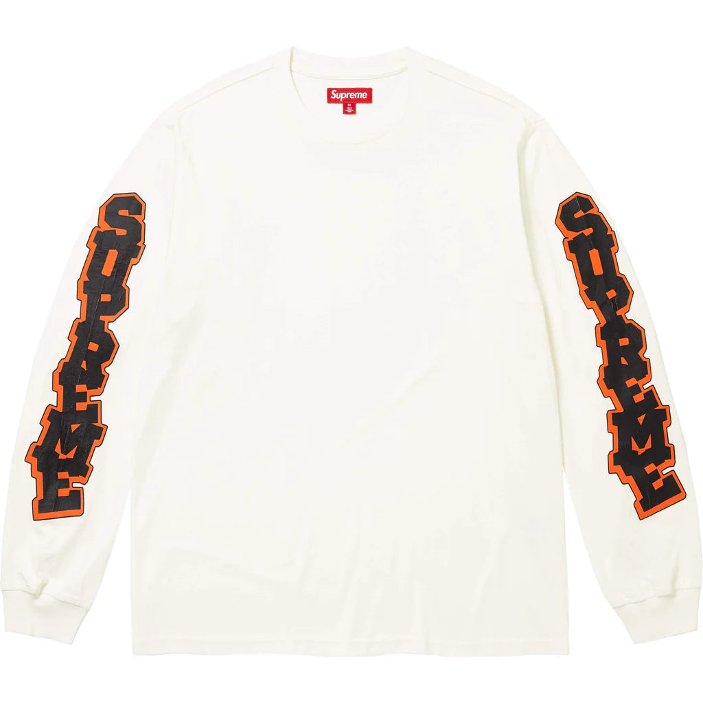 SUPREME CRACKED SLEEVE LONG SLEEVE WHITE/ORANGE