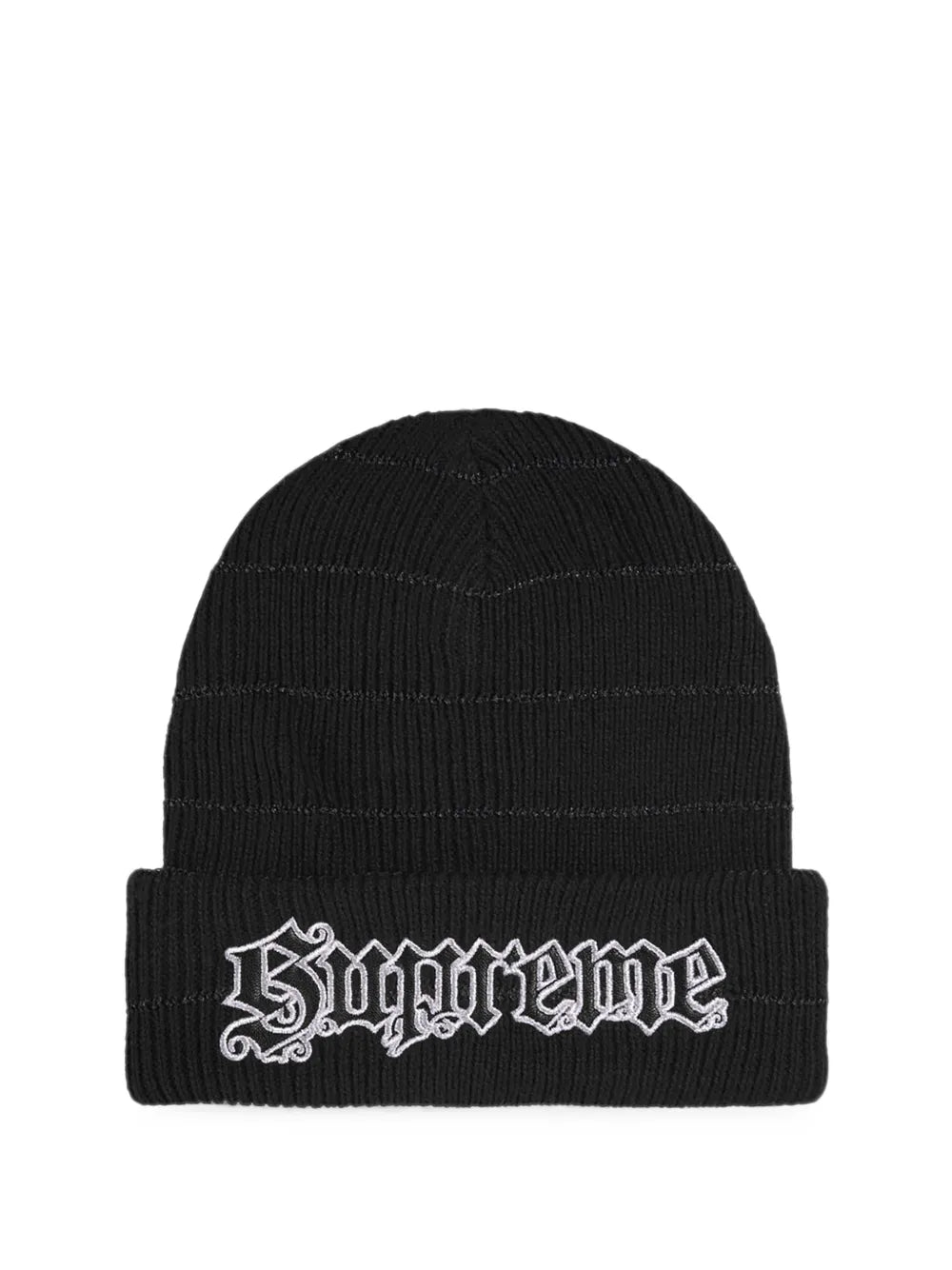Supreme Metallic Stripe Beanie Black