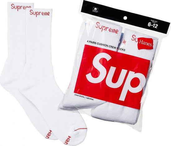 Supreme x Hanes Crew Socks (4 Pack) 'White'