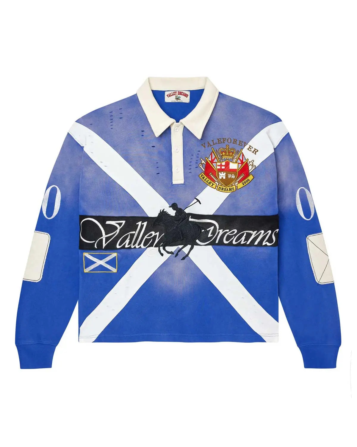 VALE FOREVER RUGBY POLO LONG SLEEVE BLUE